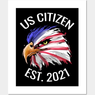 US citizen est. 2021, eagle in colors of US flag, Posters and Art